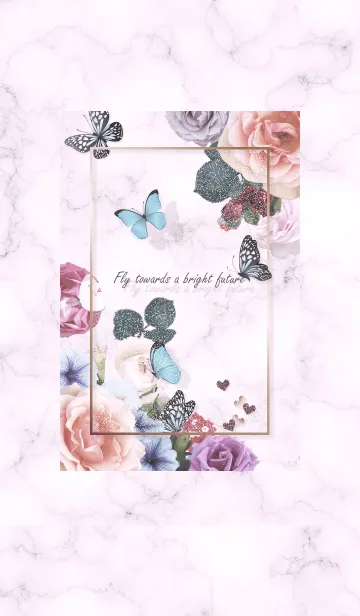 [LINE着せ替え] 花と蝶とマーブル♥パープル13_1の画像1