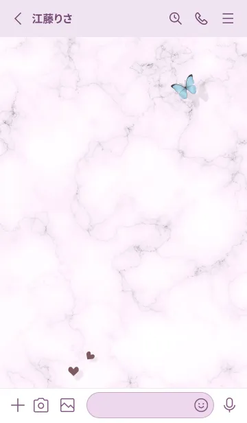 [LINE着せ替え] 花と蝶とマーブル♥パープル13_1の画像2