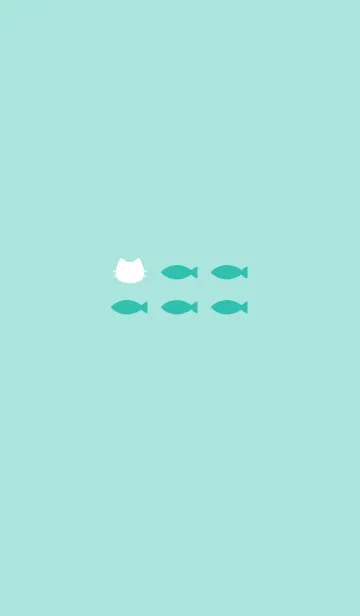 [LINE着せ替え] ねことおさかな(light sea green)の画像1