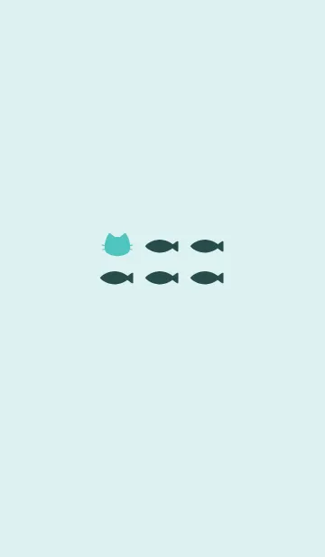 [LINE着せ替え] ねことおさかな(sea green)の画像1