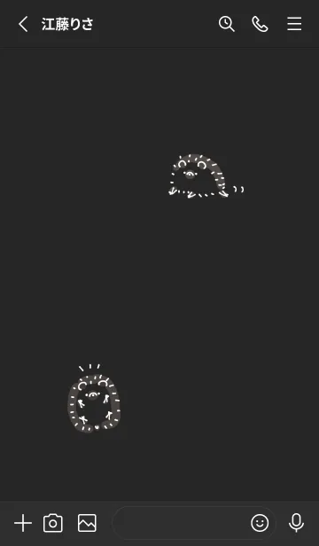[LINE着せ替え] シンプル ハリネズミ ブラック ホワイトの画像3