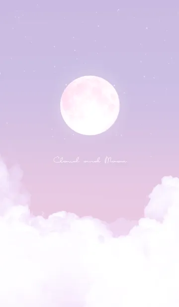 [LINE着せ替え] 雲と満月 - パープル 01の画像1