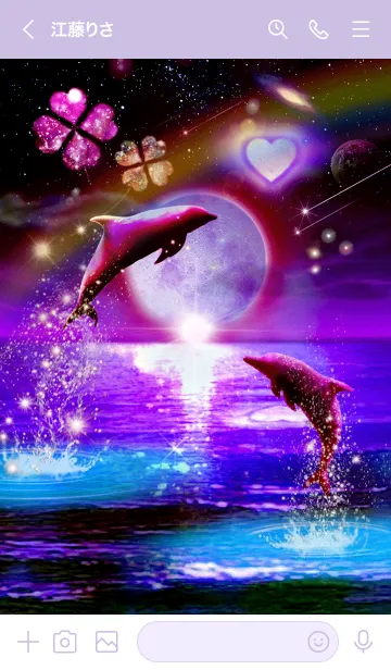 [LINE着せ替え] 恋愛運イルカと月♥Space Lucky Dolphin♥2の画像3