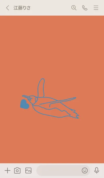 [LINE着せ替え] ペンギンとハート (肉桂色)の画像3