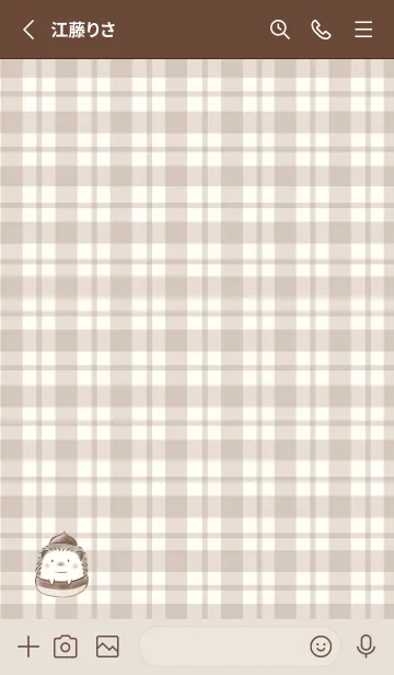 [LINE着せ替え] ハリネズミと栗 -ブラウン- チェックの画像3