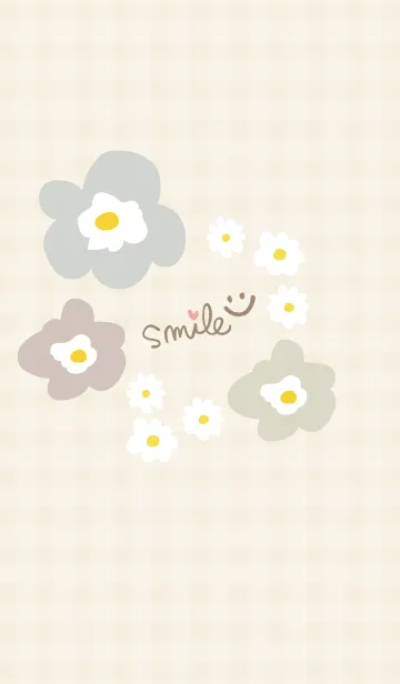 [LINE着せ替え] かわいい 北欧風 お花 チェック8の画像1