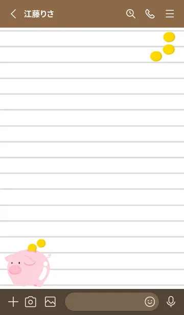 [LINE着せ替え] 幸せ豚の貯金箱ノート/くすみピンクの画像3