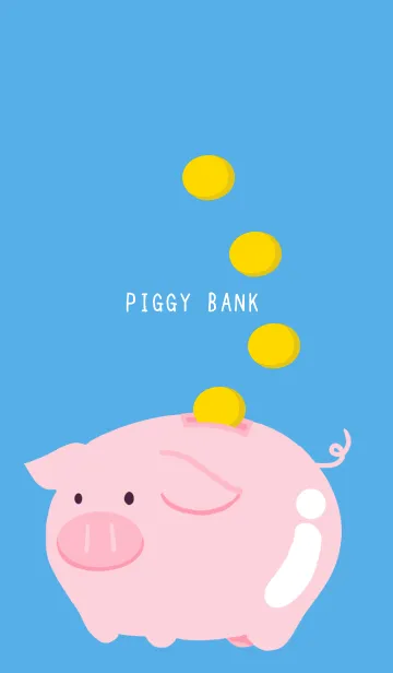 [LINE着せ替え] 幸せの豚の貯金箱/ブルーの画像1