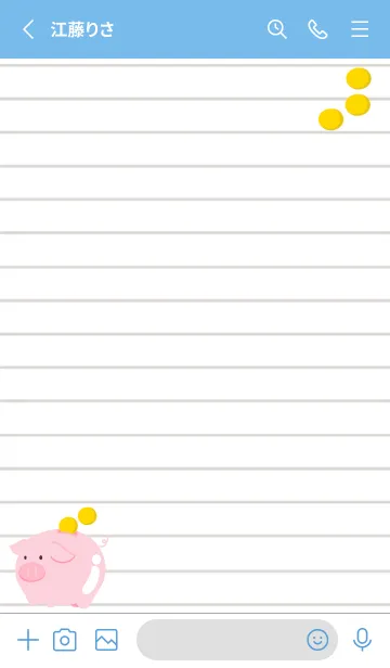 [LINE着せ替え] 幸せ豚の貯金箱ノート/ブルーの画像3