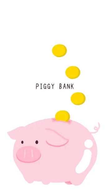 [LINE着せ替え] 幸せの豚の貯金箱/ホワイトの画像1