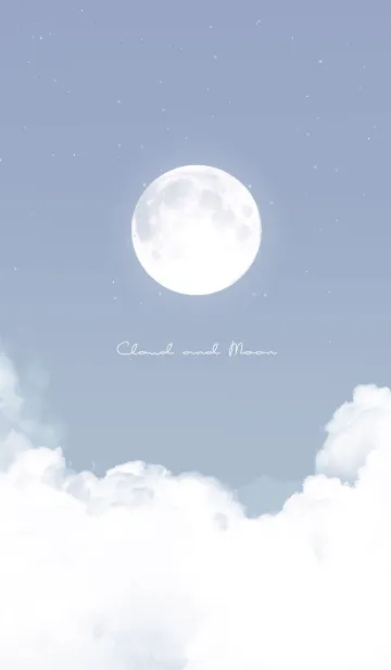[LINE着せ替え] 雲と満月 - ブルー 04の画像1
