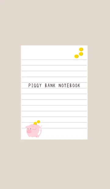 [LINE着せ替え] 幸せ豚の貯金箱ノート/ベージュの画像1