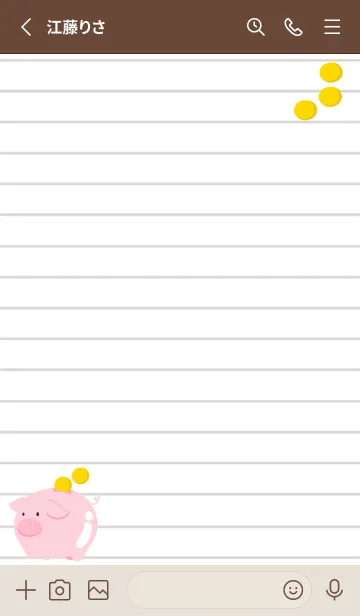 [LINE着せ替え] 幸せ豚の貯金箱ノート/ベージュの画像2