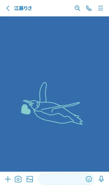 [LINE着せ替え] ペンギンとハート (ウルトラマリーン)の画像2
