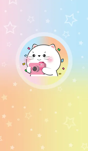 [LINE着せ替え] Simple White Cat & Pastel Theme (JP)の画像1