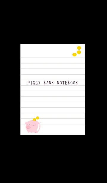 [LINE着せ替え] 幸せ豚の貯金箱ノート/ブラックの画像1