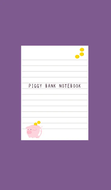 [LINE着せ替え] 幸せ豚の貯金箱ノート/ディープパープルの画像1