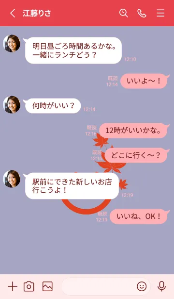 [LINE着せ替え] スマイル＆紅葉 藤鼠の画像3