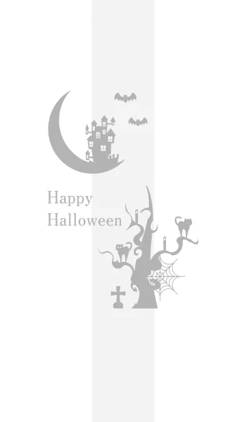 [LINE着せ替え] ハロウィンの着せかえ お城と猫 白色背景の画像1