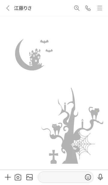 [LINE着せ替え] ハロウィンの着せかえ お城と猫 白色背景の画像2