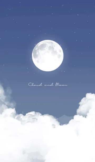 [LINE着せ替え] 雲と満月 - ブルー 05の画像1