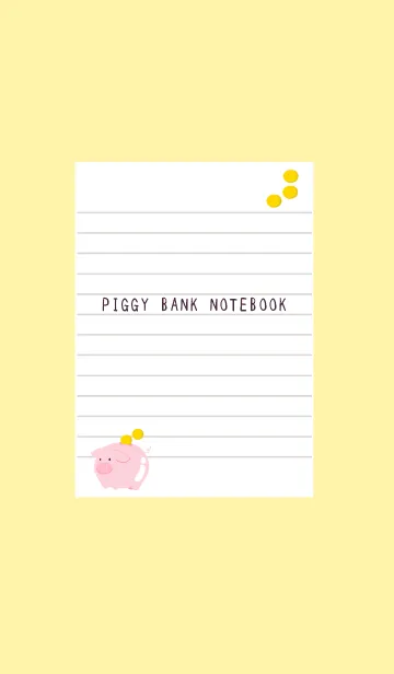 [LINE着せ替え] 幸せ豚の貯金箱ノート/ライトイエローの画像1