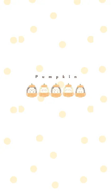 [LINE着せ替え] ハリネズミとかぼちゃ -ホワイト- ドットの画像1