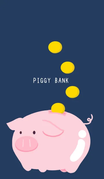 [LINE着せ替え] 幸せの豚の貯金箱/ネイビーブルーの画像1