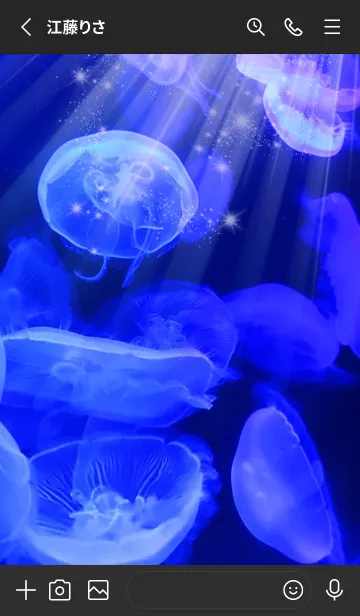 [LINE着せ替え] 癒しのクラゲ Blue Light Jellyfish2の画像2