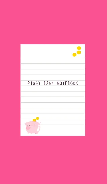 [LINE着せ替え] 幸せ豚の貯金箱ノート/ショッキングピンクの画像1