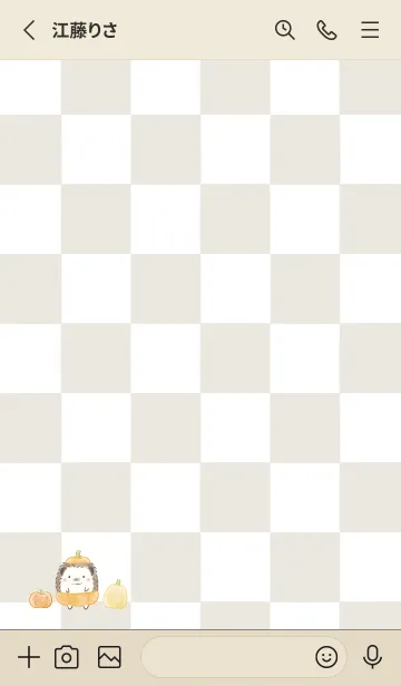 [LINE着せ替え] ハリネズミとハロウィン -ベージュ- 格子柄の画像2