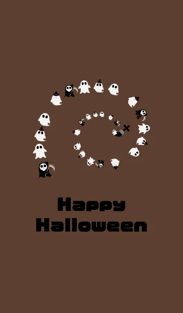 [LINE着せ替え] ハロウィンの着せかえ おばけ達 茶色背景の画像1
