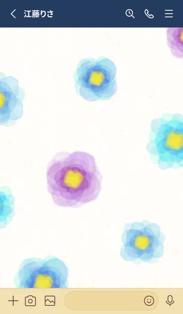 [LINE着せ替え] 水彩 花 青系24の画像2