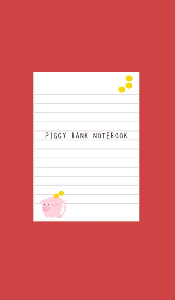 [LINE着せ替え] 幸せ豚の貯金箱ノート/レッド/ベージュの画像1