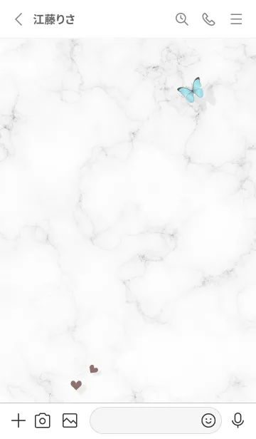 [LINE着せ替え] 薔薇と蝶とマーブル♥ホワイト01_1の画像2