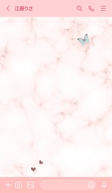 [LINE着せ替え] 薔薇と蝶とマーブル♥ベビーピンク10_1の画像2