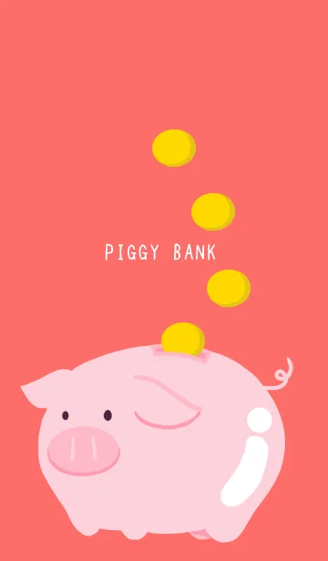 [LINE着せ替え] 幸せの豚の貯金箱/朱色の画像1