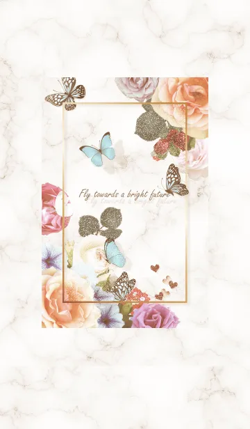 [LINE着せ替え] 薔薇と蝶とマーブル♥ブラウン03_1の画像1