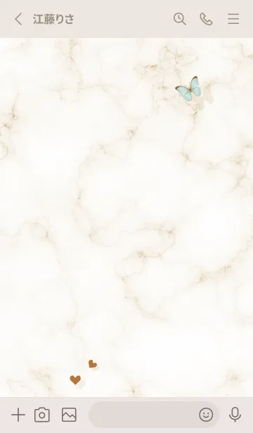 [LINE着せ替え] 薔薇と蝶とマーブル♥ベージュ05_1の画像2