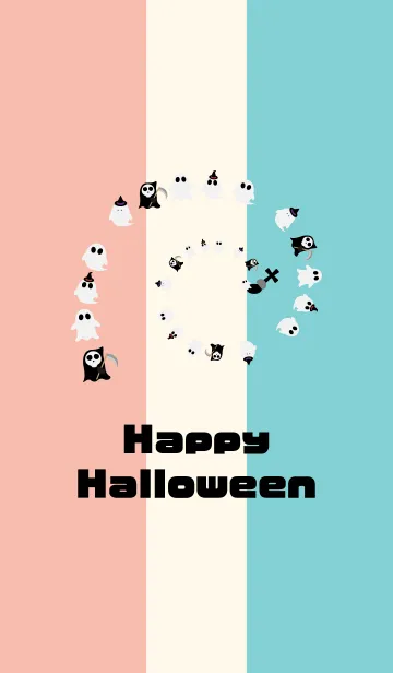 [LINE着せ替え] ハロウィンの着せかえ おばけ 水色ピンクの画像1