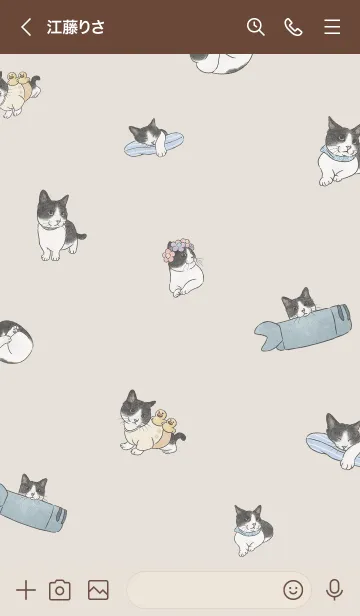 [LINE着せ替え] tuxedocat4 / dark beige .jpの画像2