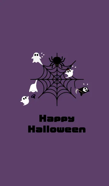 [LINE着せ替え] ハロウィンの着せかえ 蜘蛛の巣 紫の画像1