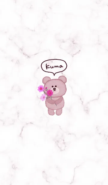 [LINE着せ替え] クマと秋桜とマーブル2♥バイオレット04_1の画像1