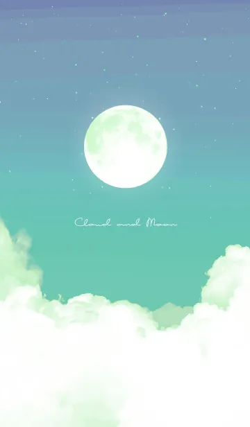 [LINE着せ替え] 雲と満月 - ブルー & エメラルド 01の画像1