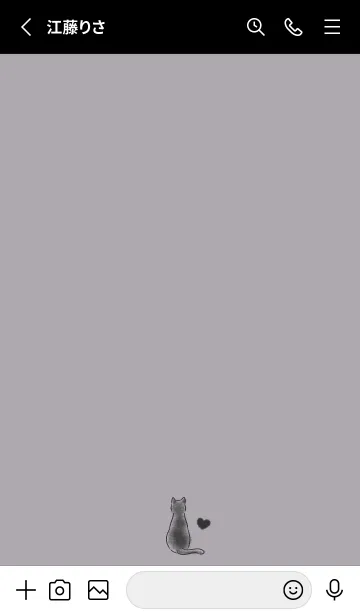 [LINE着せ替え] 黒猫とハート -パープル-の画像2