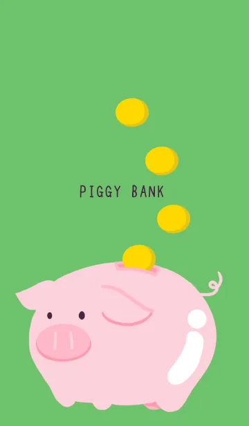 [LINE着せ替え] 幸せの豚の貯金箱/グリーンの画像1