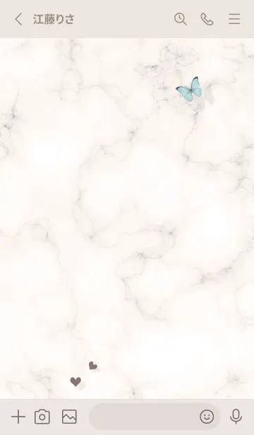 [LINE着せ替え] 薔薇と蝶とマーブル♥ピンクベージュ15_1の画像2