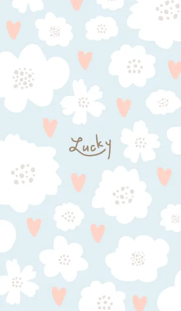 [LINE着せ替え] ハートと白い花28の画像1