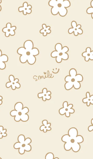 [LINE着せ替え] おしゃれなベージュ花8の画像1