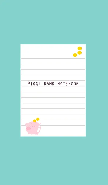 [LINE着せ替え] 幸せ豚の貯金箱ノート/ミントグリーンの画像1